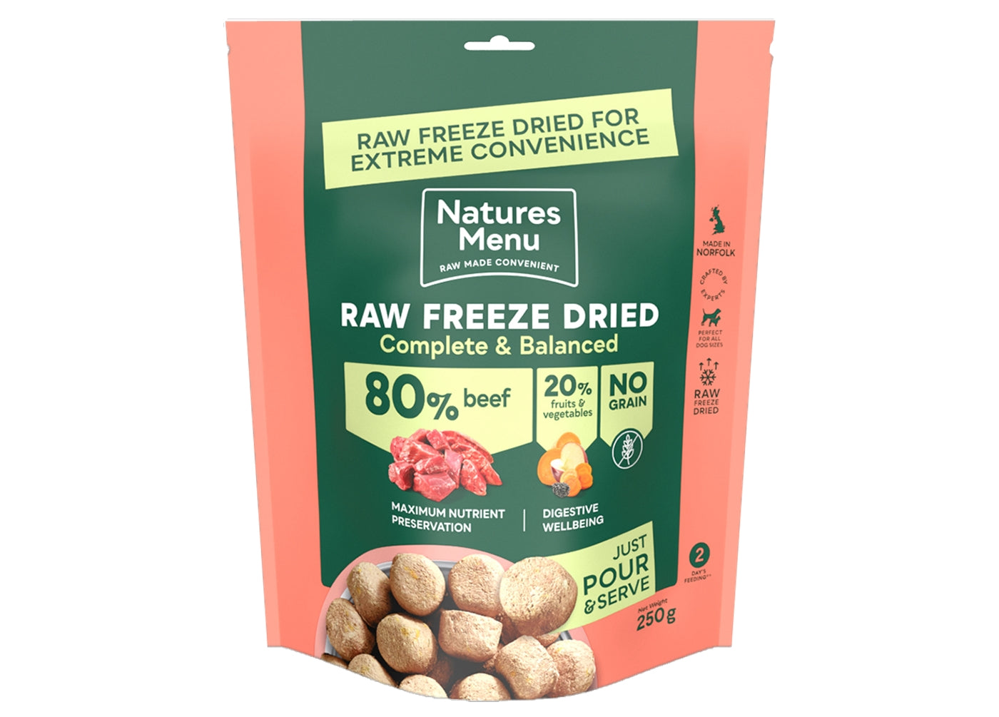 Natures Menu - 80% Beef, Freeze Dried Nuggets | Dog Food - Buy Online SPR Centre UK