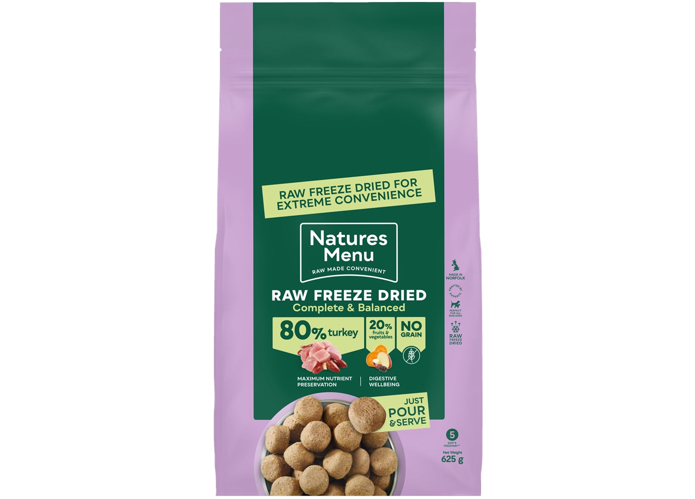 Natures Menu - 80% Turkey Freeze Dried Nuggets - Buy Online SPR Centre UK