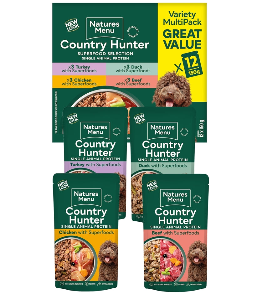 Natures Menu - Country Hunter Meat Selection - 12 x 150g Pouches - Buy Online SPR Centre UK