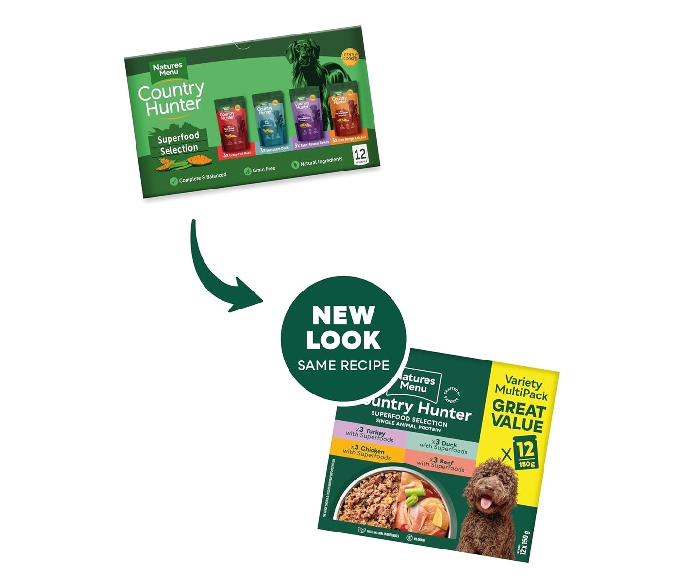 Natures Menu - Country Hunter Meat Selection - 12 x 150g Pouches - Buy Online SPR Centre UK