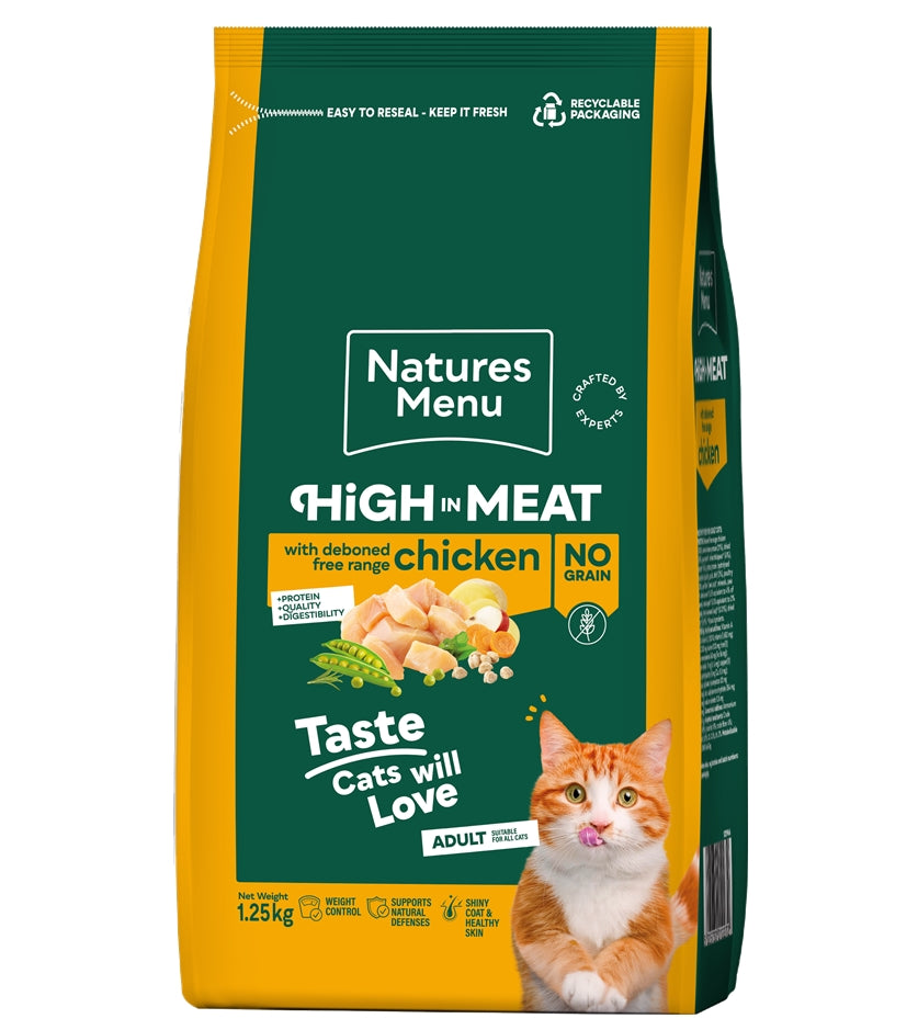 Natures Menu - High in Meat with Chicken Dry Cat Food 1.25kg - Buy Online SPR Centre UK