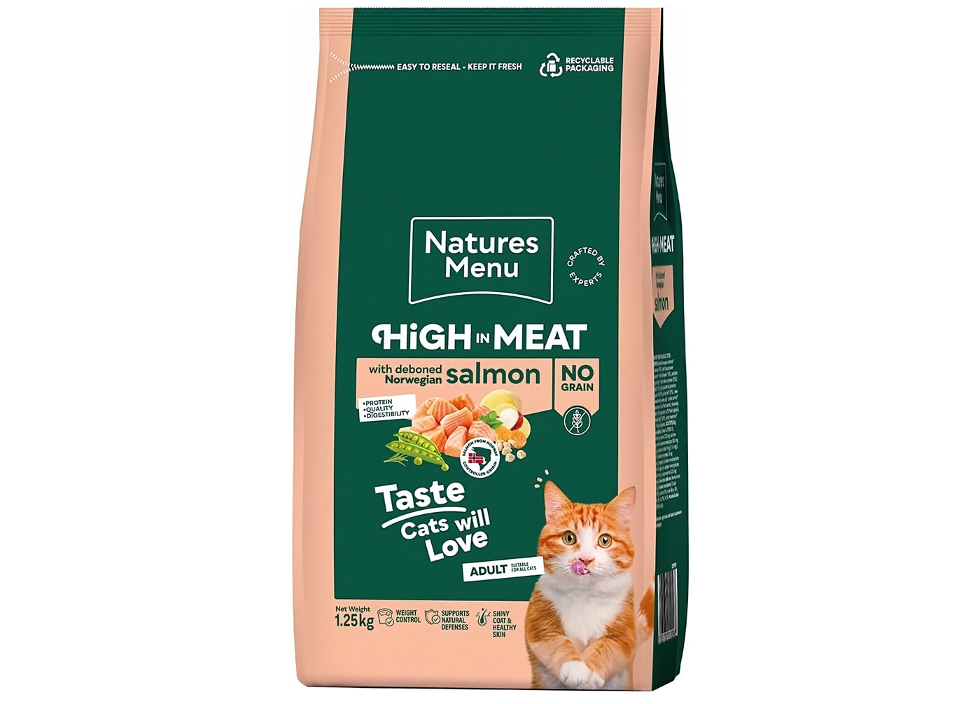 Natures Menu - High in Meat with Salmon Dry Cat Food 1.25kg - Buy Online SPR Centre UK