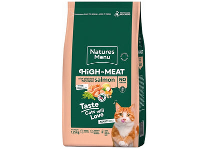Natures Menu - High in Meat with Salmon Dry Cat Food 1.25kg - Buy Online SPR Centre UK