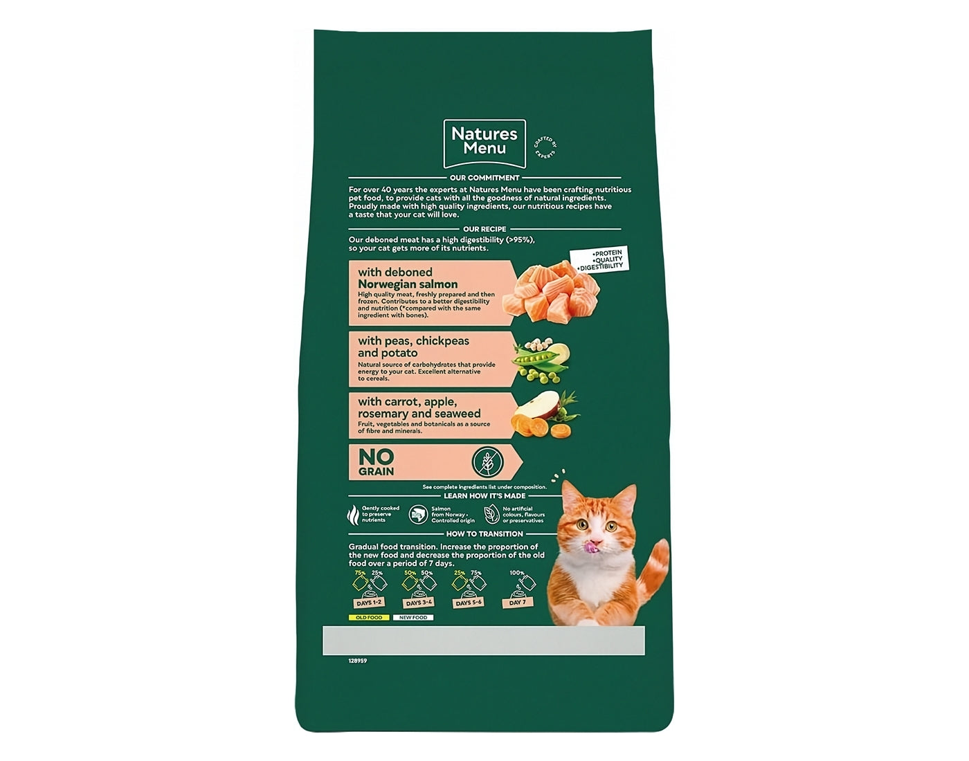 Natures Menu - High in Meat with Salmon Dry Cat Food 1.25kg - Buy Online SPR Centre UK