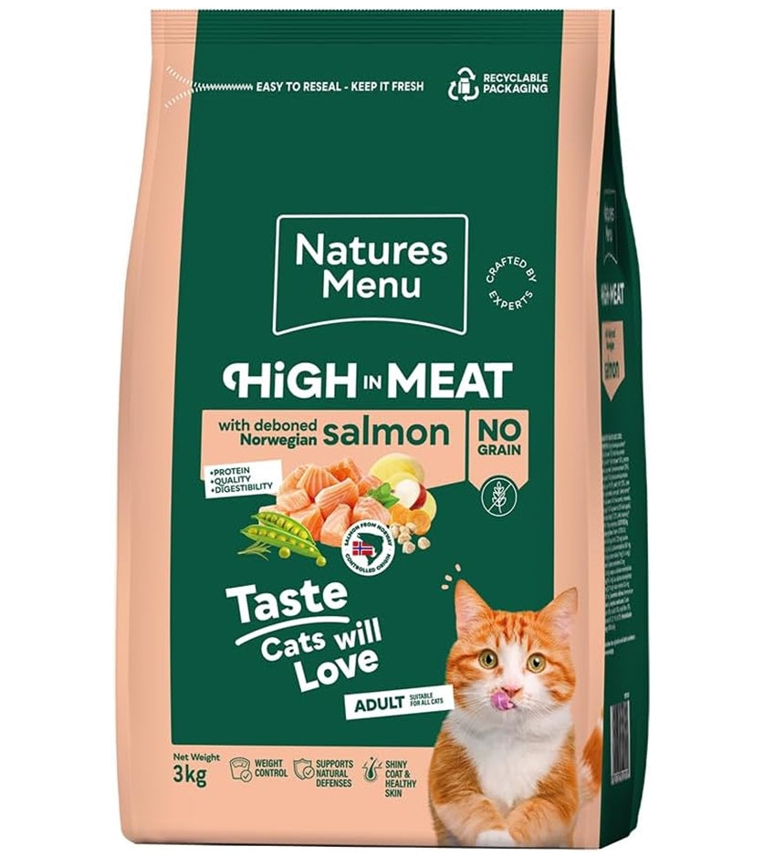Natures Menu - High in Meat with Salmon Dry Cat Food 3kg - Buy Online SPR Centre UK