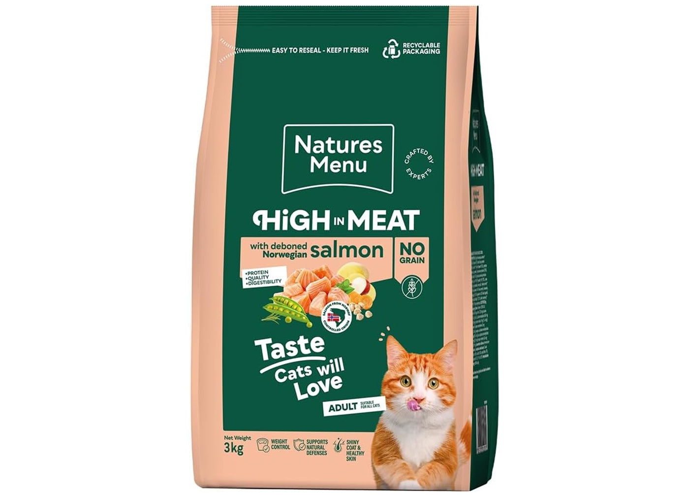 Natures Menu - High in Meat with Salmon Dry Cat Food 3kg - Buy Online SPR Centre UK