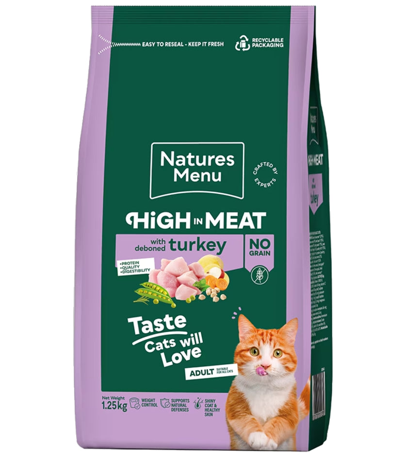 Natures Menu - High in Meat with Turkey Dry Cat Food 1.25kg - Buy Online SPR Centre UK