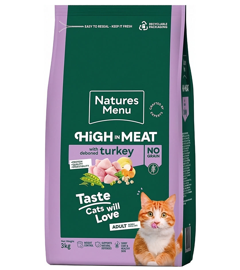 Natures Menu - High in Meat with Turkey Dry Cat Food 3kg - Buy Online SPR Centre UK