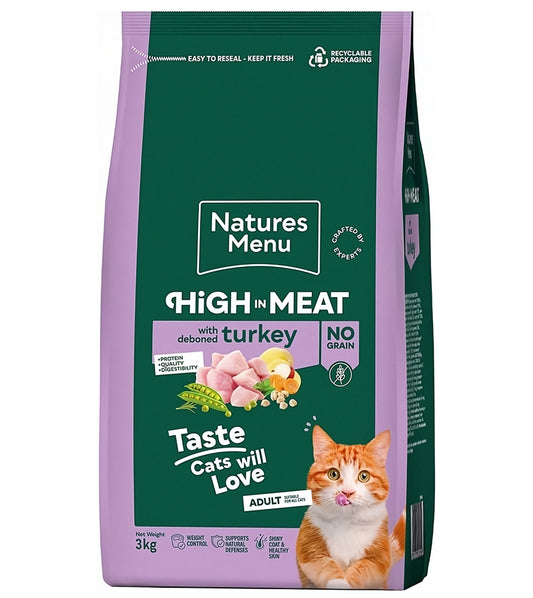 Natures Menu - High in Meat with Turkey Dry Cat Food 3kg - Buy Online SPR Centre UK