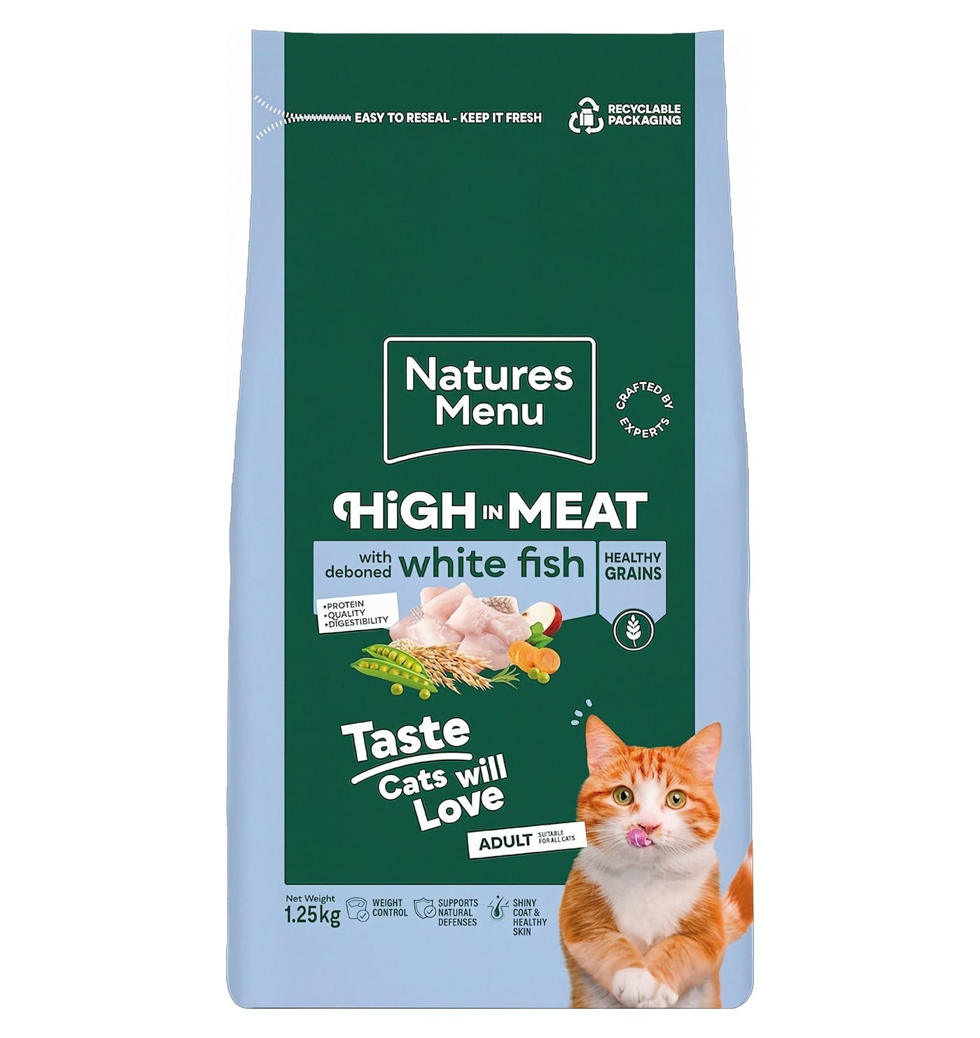 Natures Menu - High in Meat with White Fish Dry Cat Food 1.25kg - Buy Online SPR Centre UK