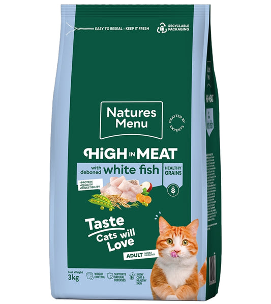 Natures Menu - High in Meat with White Fish Dry Cat Food 3kg - Buy Online SPR Centre UK