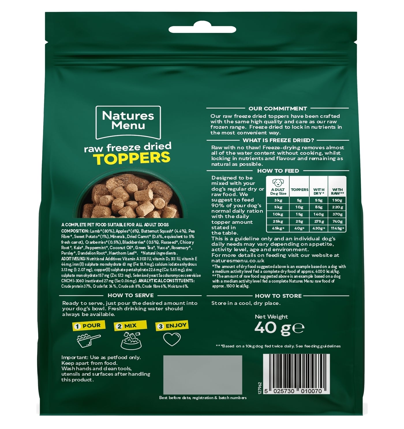 Natures Menu - Freeze Dried Lamb Toppers - Buy Online SPR Centre UK