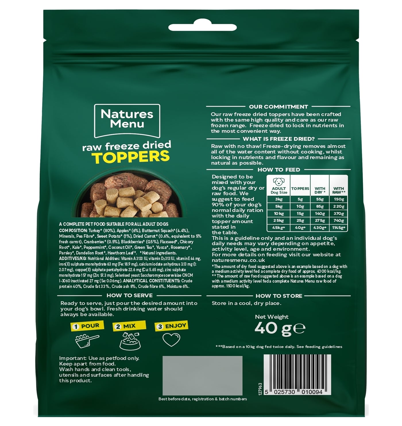 Natures Menu - Freeze Dried Turkey Toppers - Buy Online SPR Centre UK