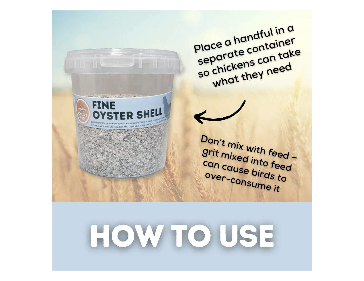 Copdock Mill - Fine Oyster Shell for Poultry  1kg - Buy Online SPR Centre UK