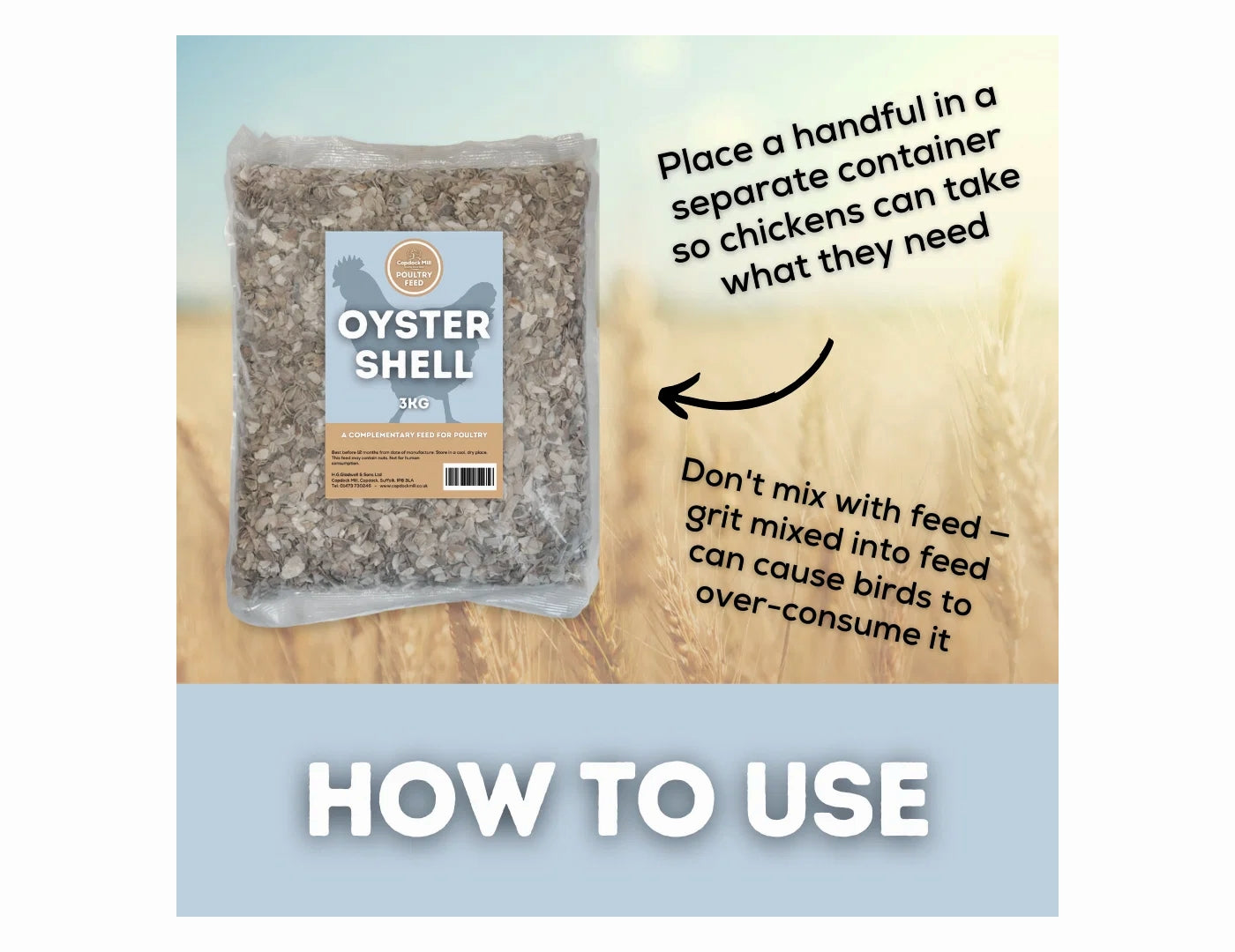 Copdock Mill - Medium Oyster Shell for Poultry  - Buy Online SPR Centre UK