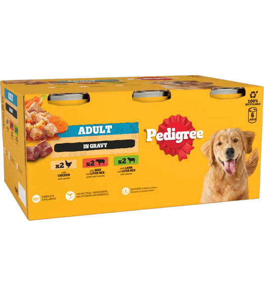 Pedigree - Adult Mixed Selection in Gravy - 6x400g Cans - Buy Online SPR Centre UK