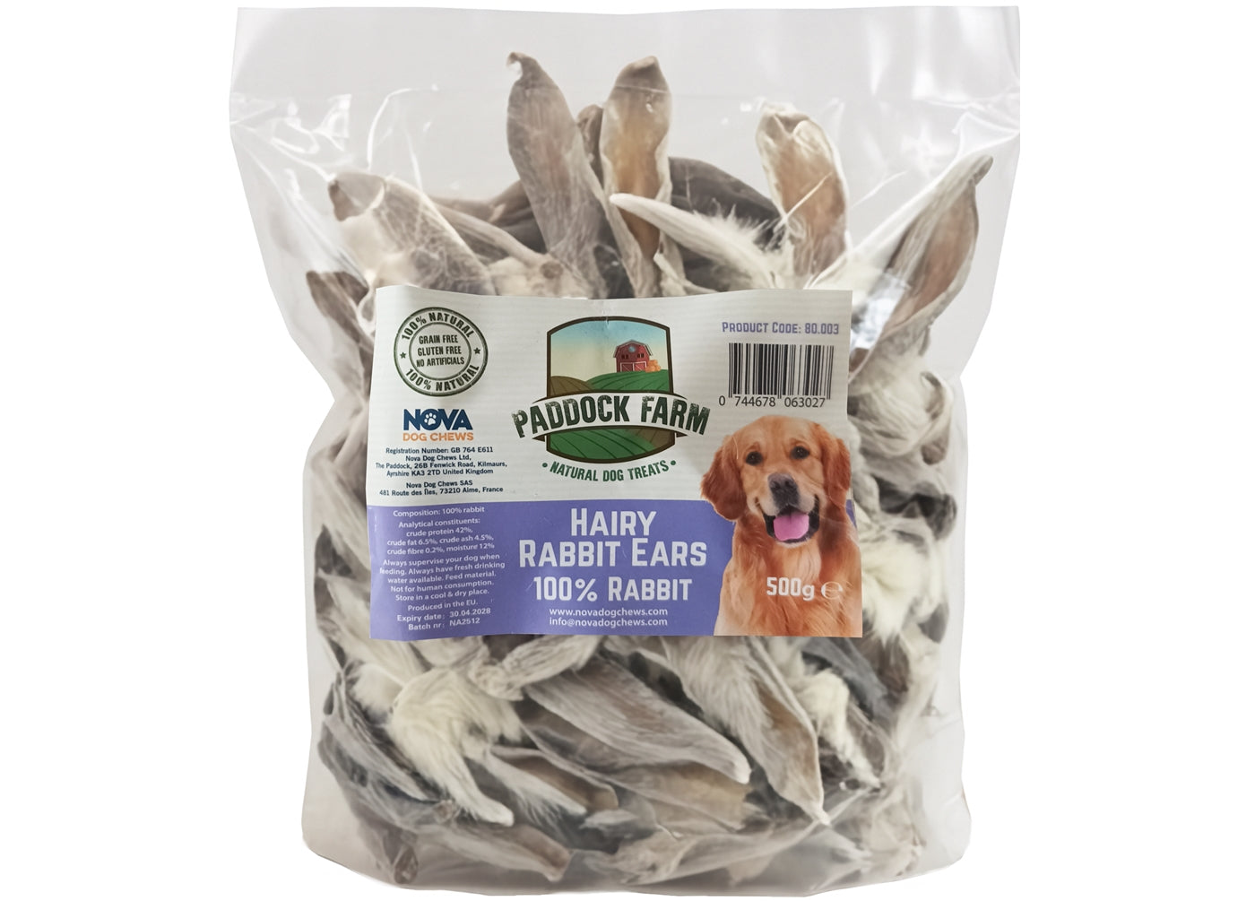 Paddock Farm - Hairy Rabbit Ears 500g - Buy Online SPR Centre UK