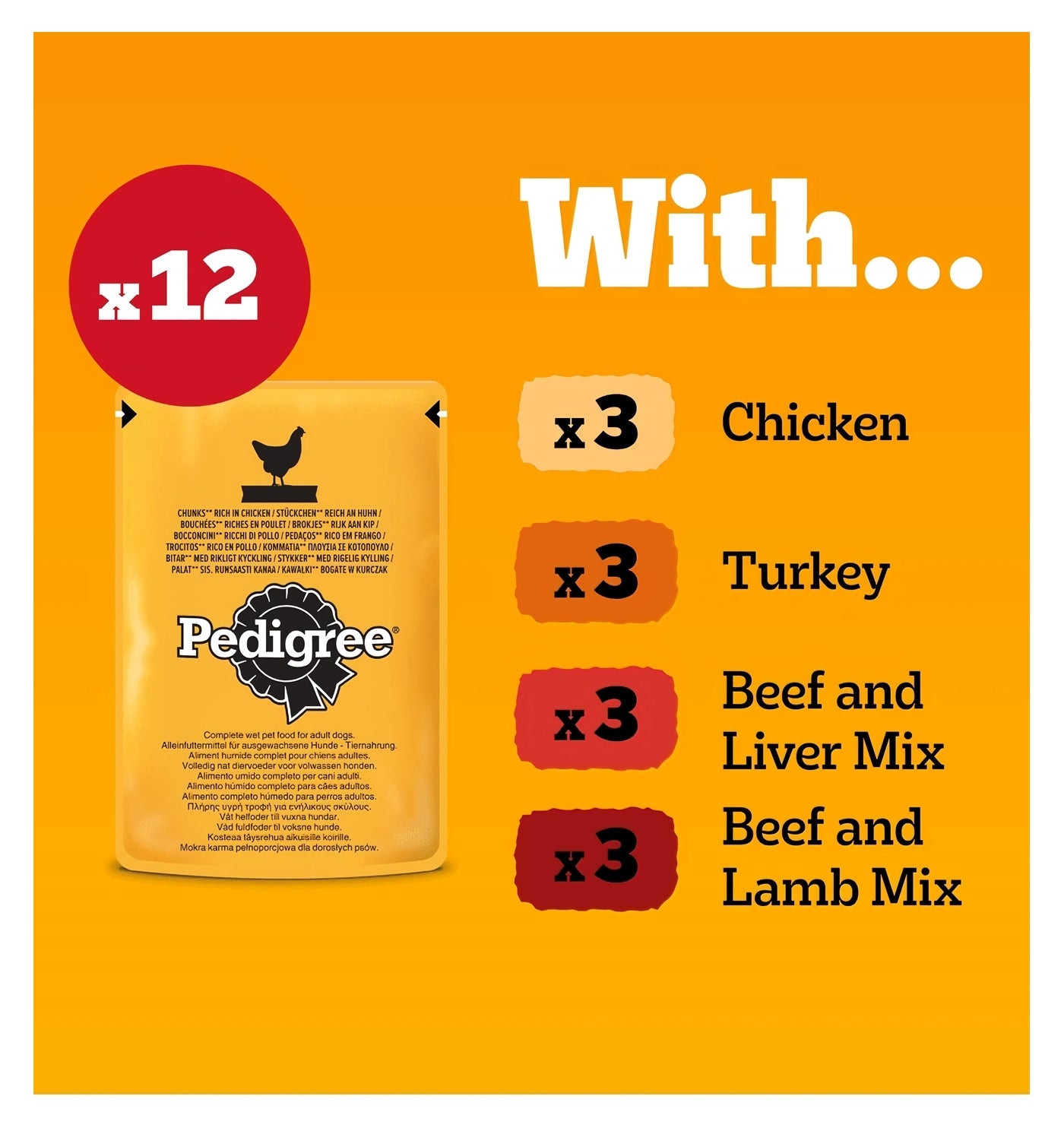 Pedigree Mixed Selection in Gravy Adult Dog Pouches 12x100g - Buy Online SPR Centre UK