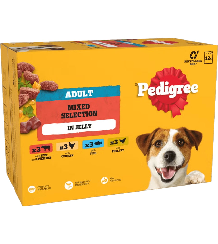 Pedigree - Mixed Selection in Jelly Adult Dog Pouches 12x100g - Buy Online SPR Centre UK