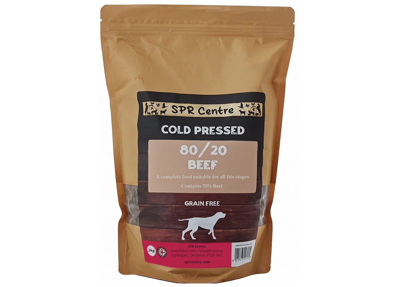 SPR - Cold Pressed 80/20 Beef Dog Food (Grain Free) 2kg - Buy Online SPR Centre UK