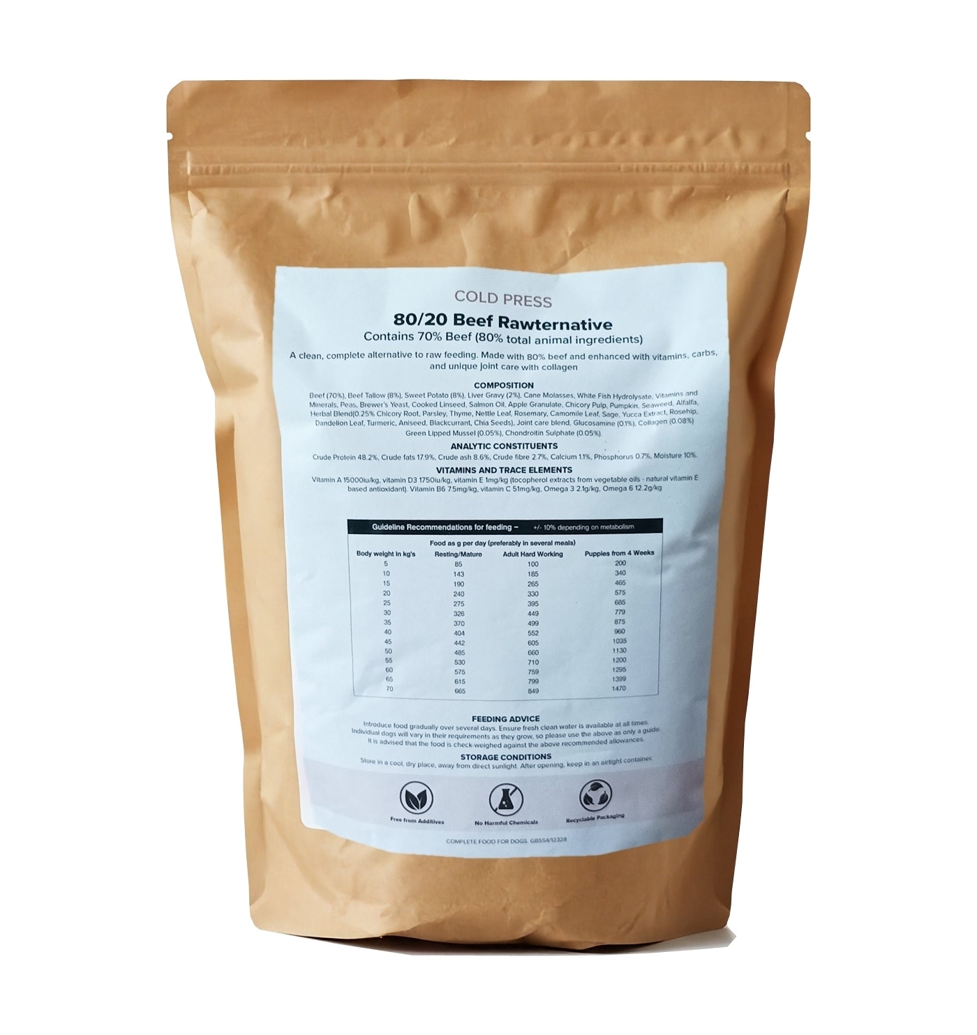 SPR - Cold Pressed 80/20 Beef Dog Food (Grain Free) 2kg - Buy Online SPR Centre UK