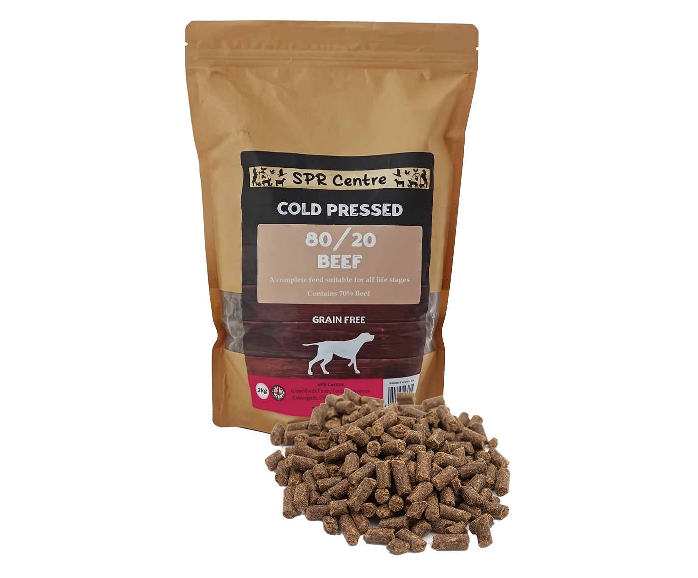 SPR - Cold Pressed 80/20 Beef Dog Food (Grain Free) 2kg - Buy Online SPR Centre UK