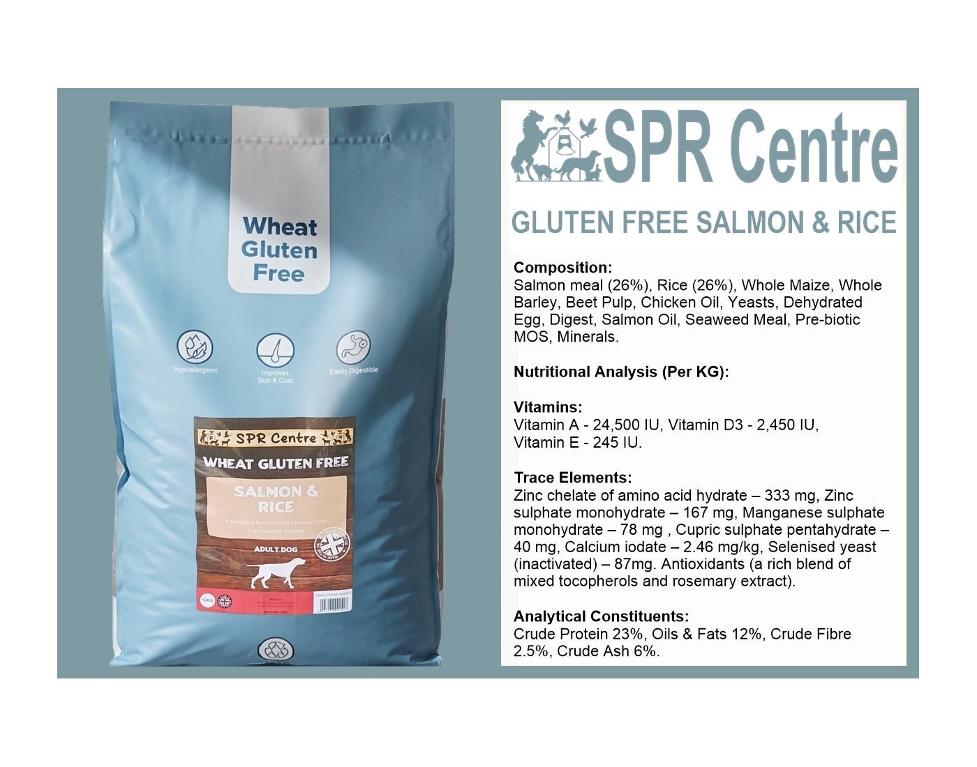 SPR - Gluten Free Salmon & Rice Dog Food - Buy Online SPR Centre UK