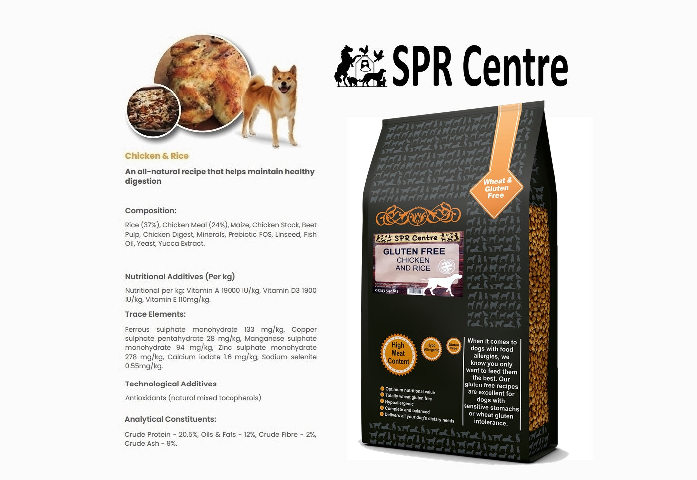 SPR - Gluten Free Chicken & Rice Dog Food - Buy Online SPR Centre UK