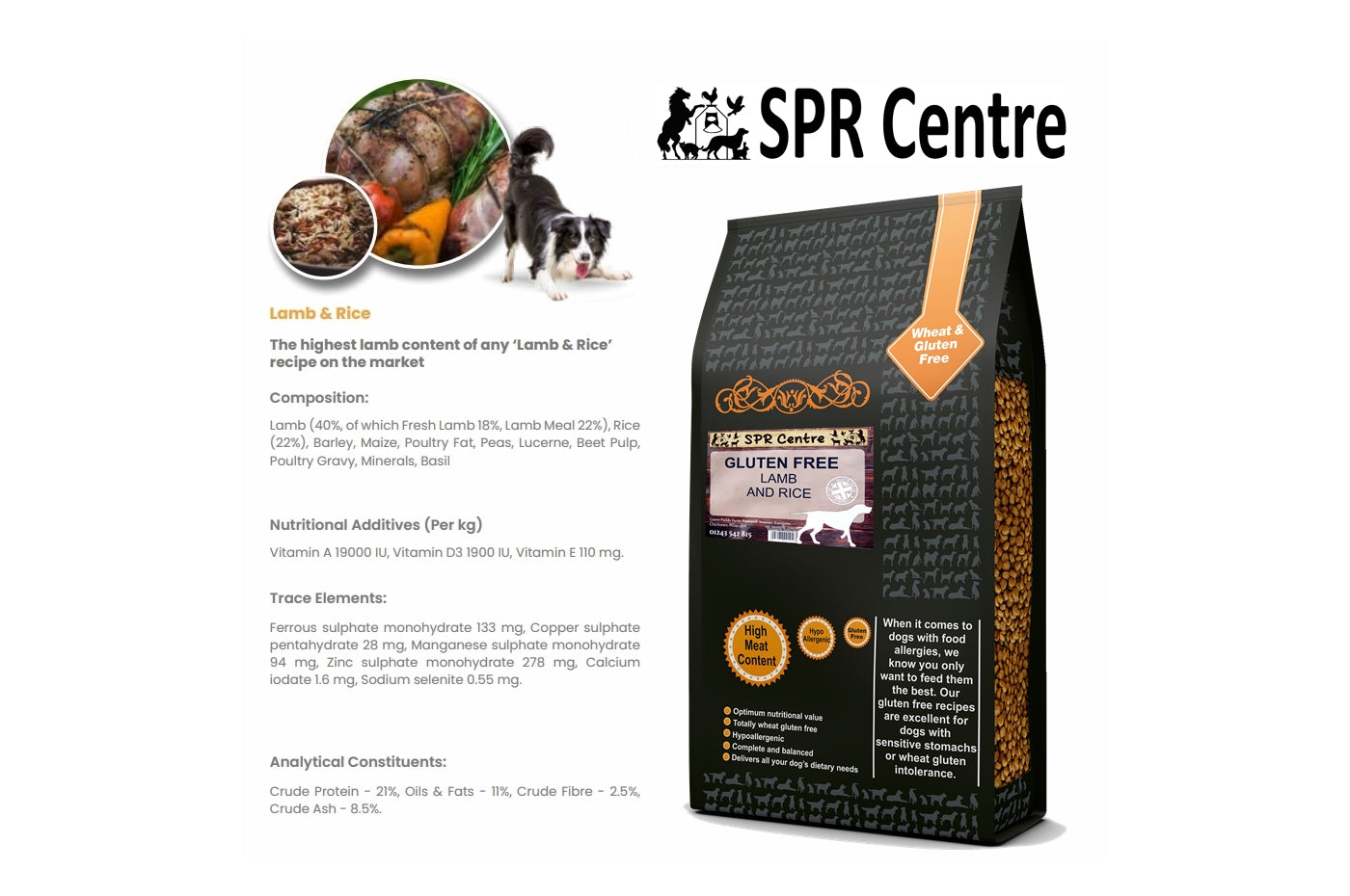 SPR - Gluten Free Lamb & Rice Dog Food - Buy Online SPR Centre UK