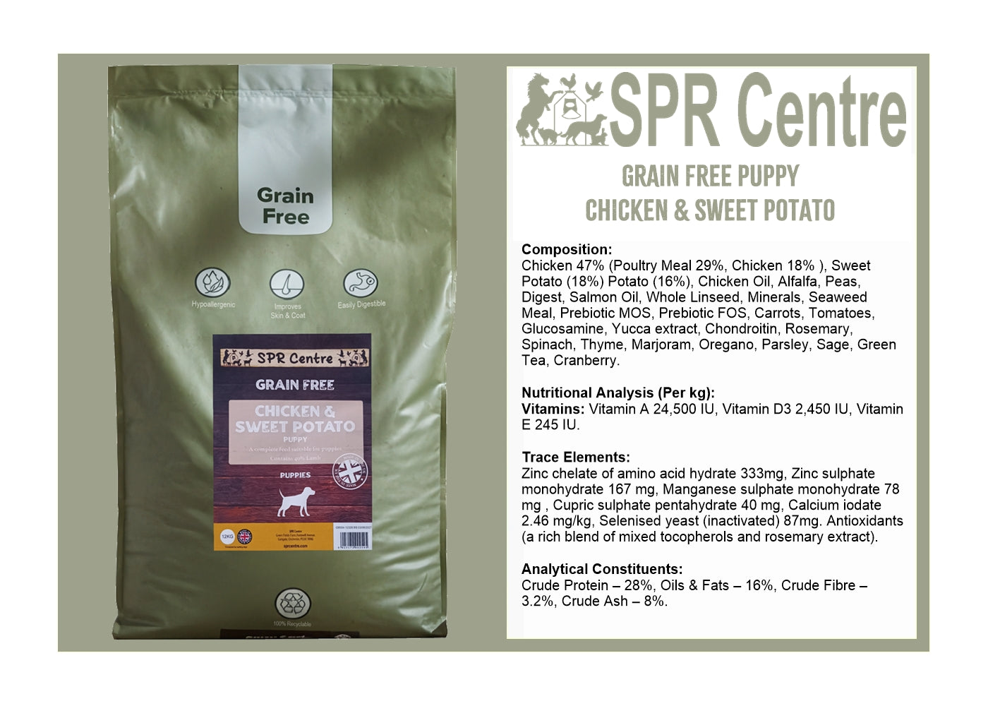 SPR - Grain Free Puppy Food - Chicken & Sweet Potato - Buy Online SPR Centre UK