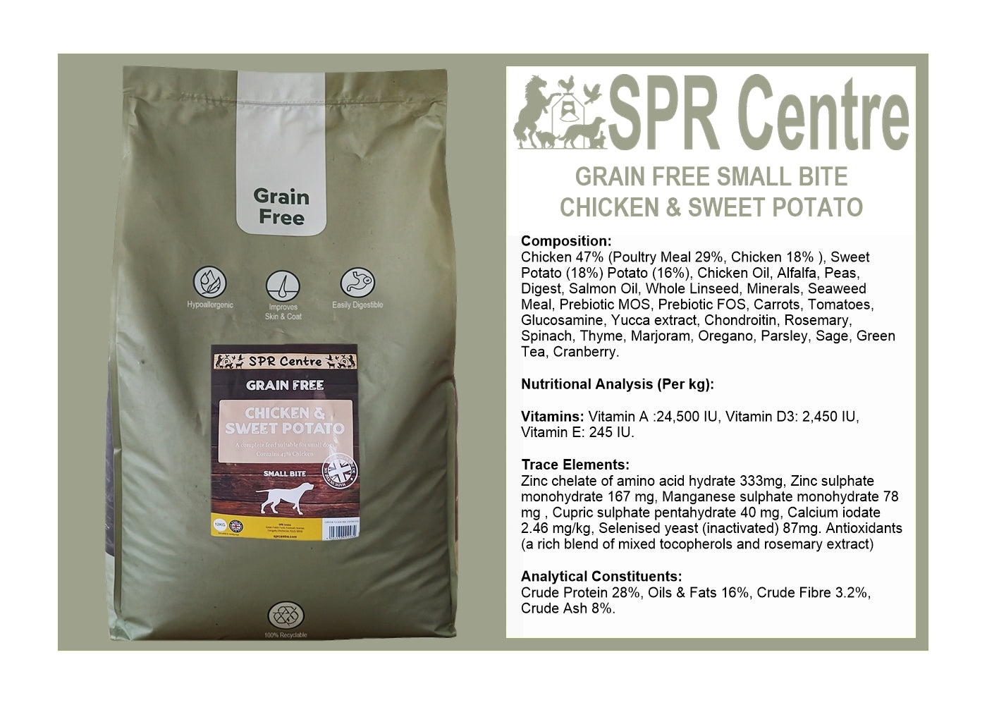 SPR - Grain Free 'Small Bite' Chicken & Sweet Potato Dog Food - Buy Online SPR Centre UK