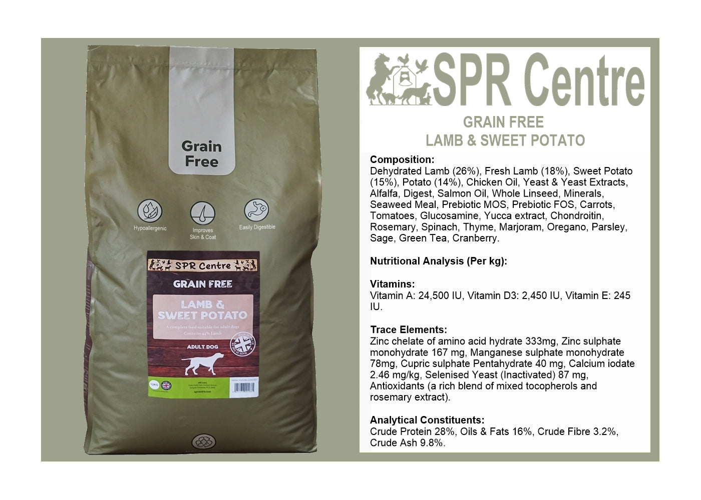 SPR - Grain Free Lamb & Sweet Potato Dog Food - Buy Online SPR Centre UK