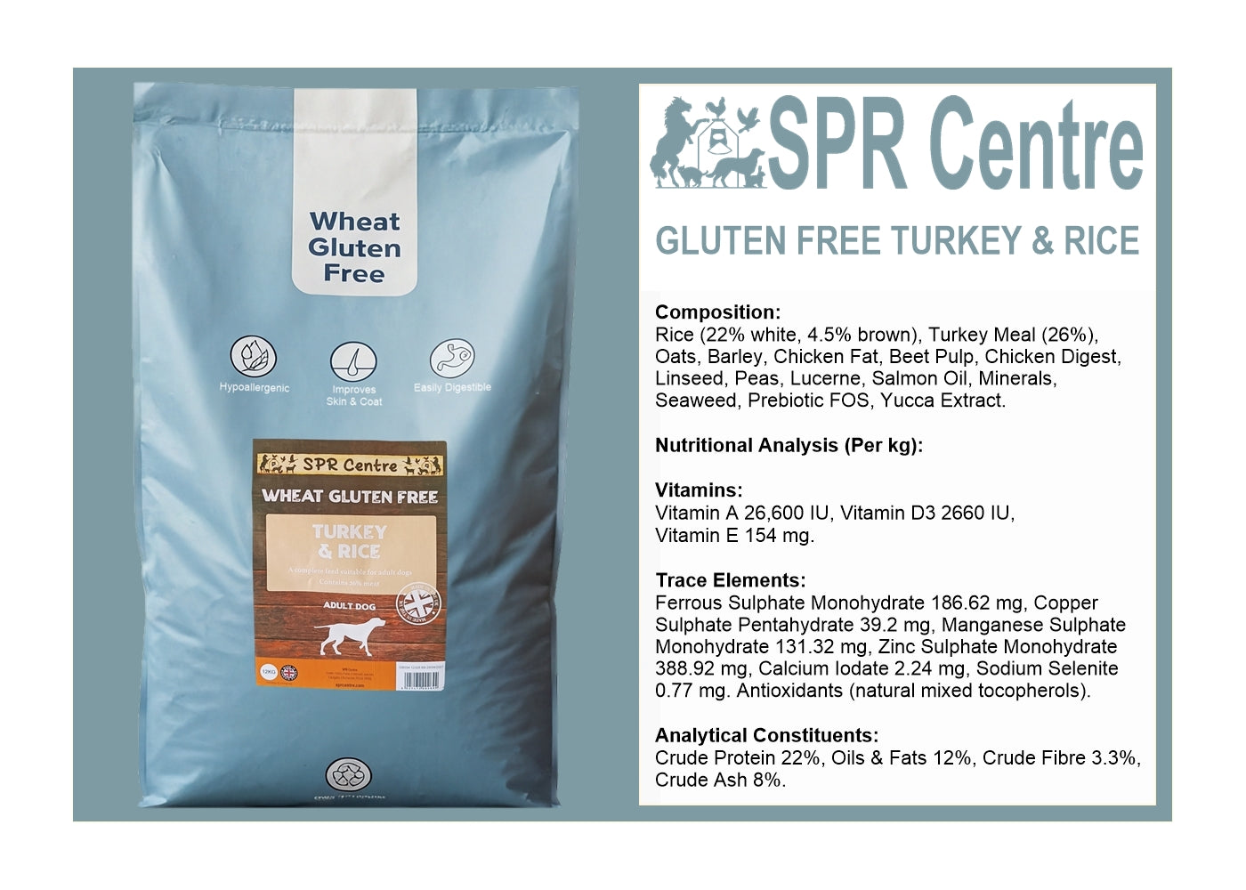 SPR - Gluten Free Turkey & Rice Dog Food - Buy Online SPR Centre UK