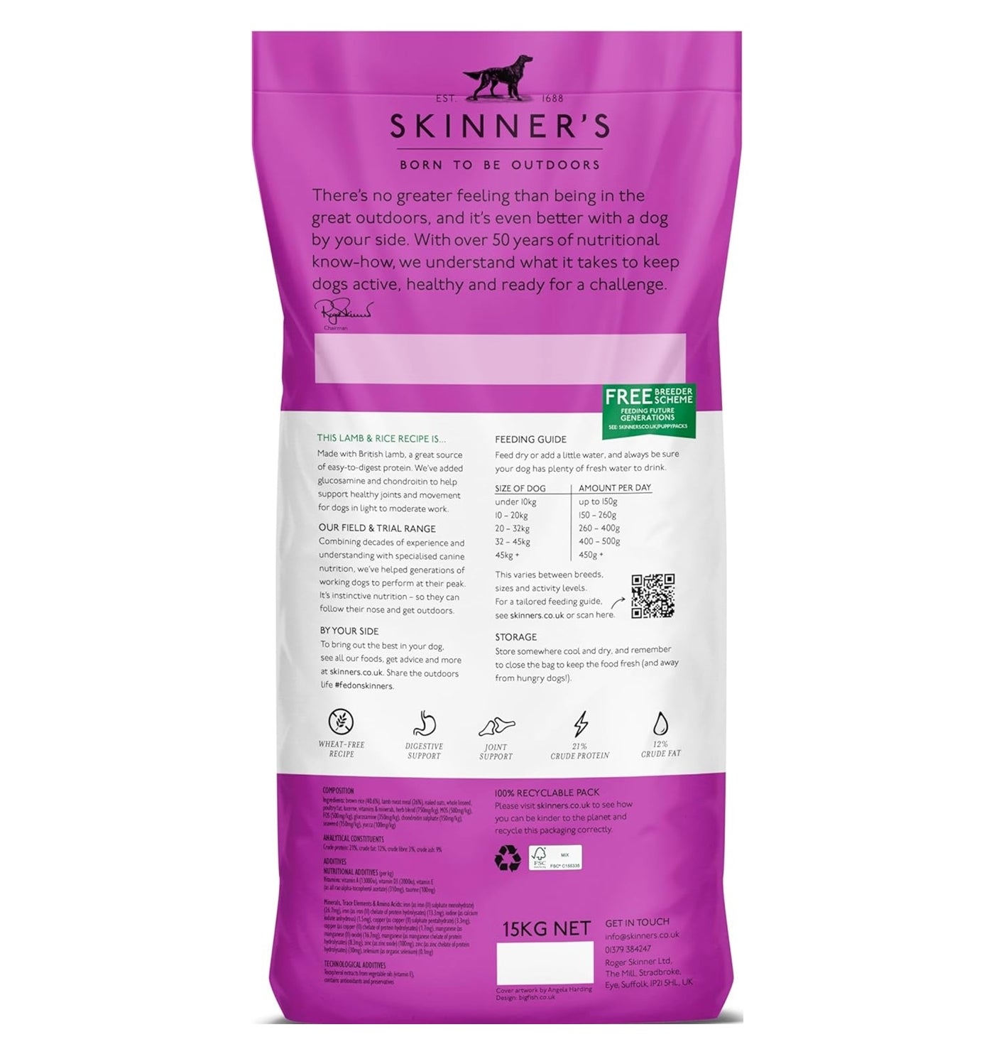 Skinner's - Field & Trial Lamb & Rice 15kg - *VAT Free* - Buy Online SPR Centre UK