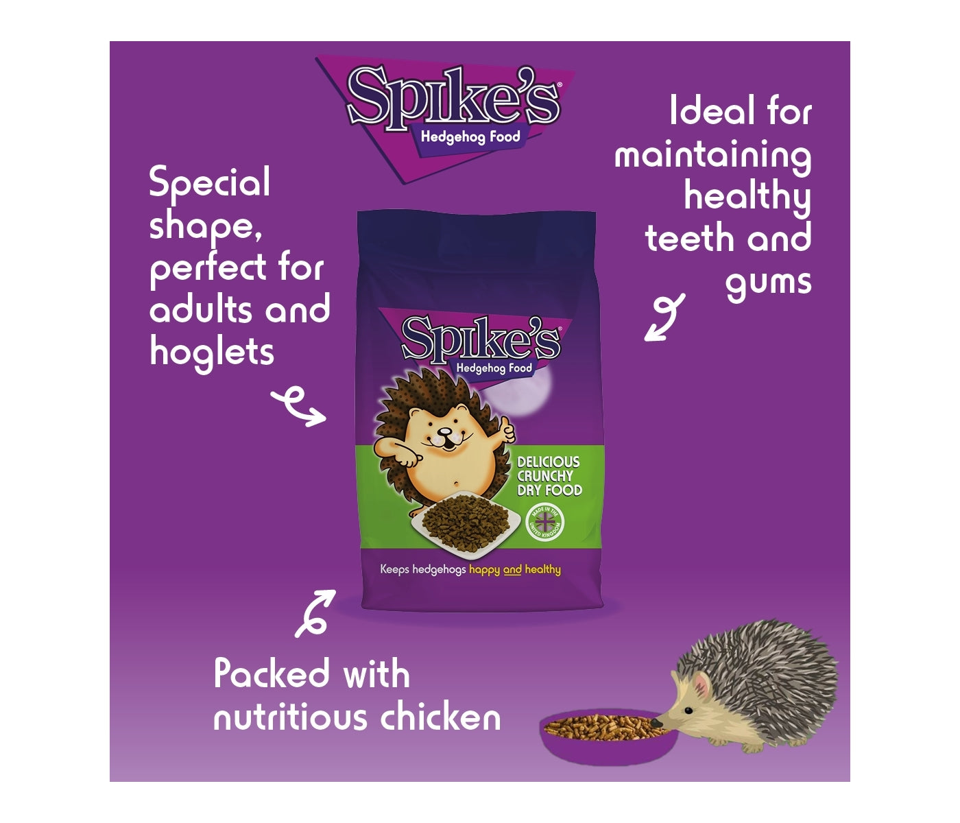 Spike's - Crunchy Dry Hedgehog Food 650g - Buy Online SPR Centre UK