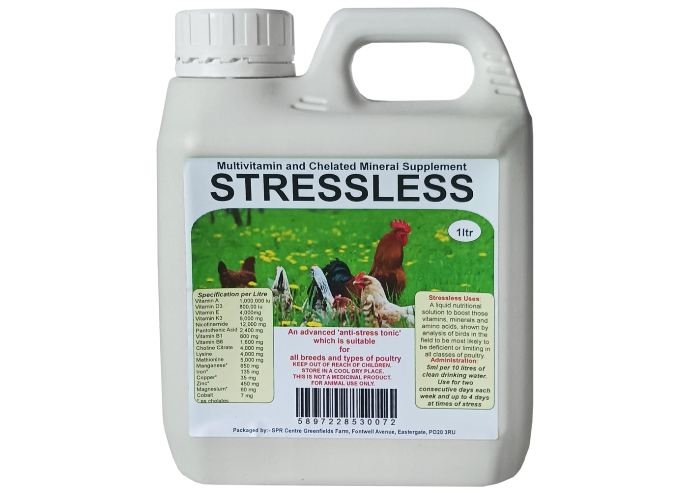 Stressless Poultry Tonic | Anti-Stress Chicken Supplement - Buy Online SPR Centre UK