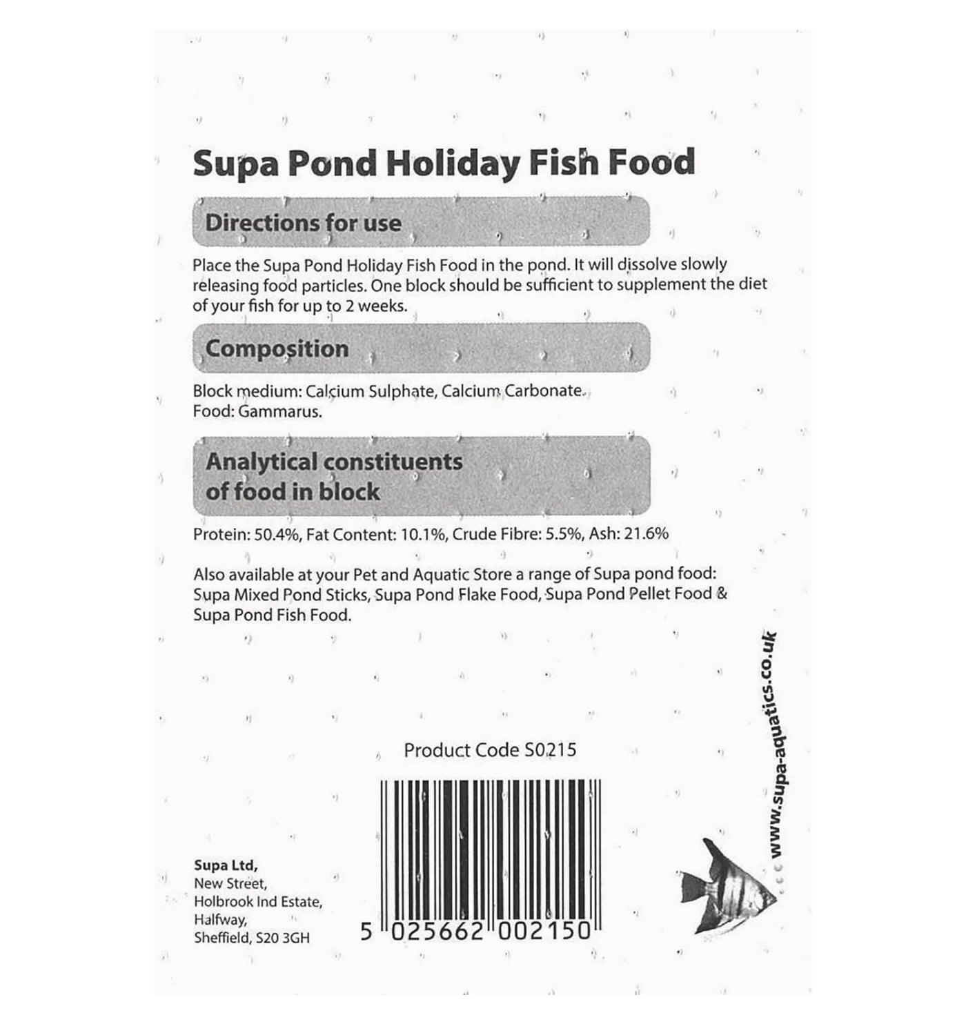 Supa - Pond Holiday Fish Food - Buy Online SPR Centre UK