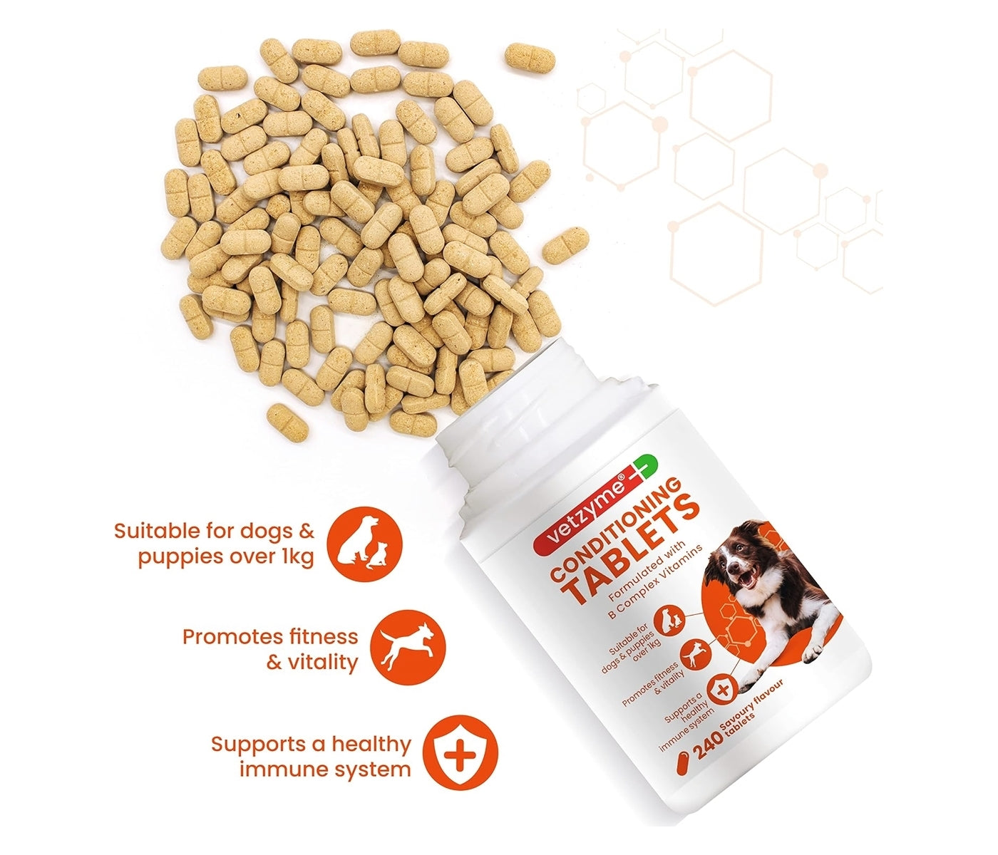 Vetzyme Conditioning Tablets for Dogs - 240 Tablets - Buy Online SPR Centre UK