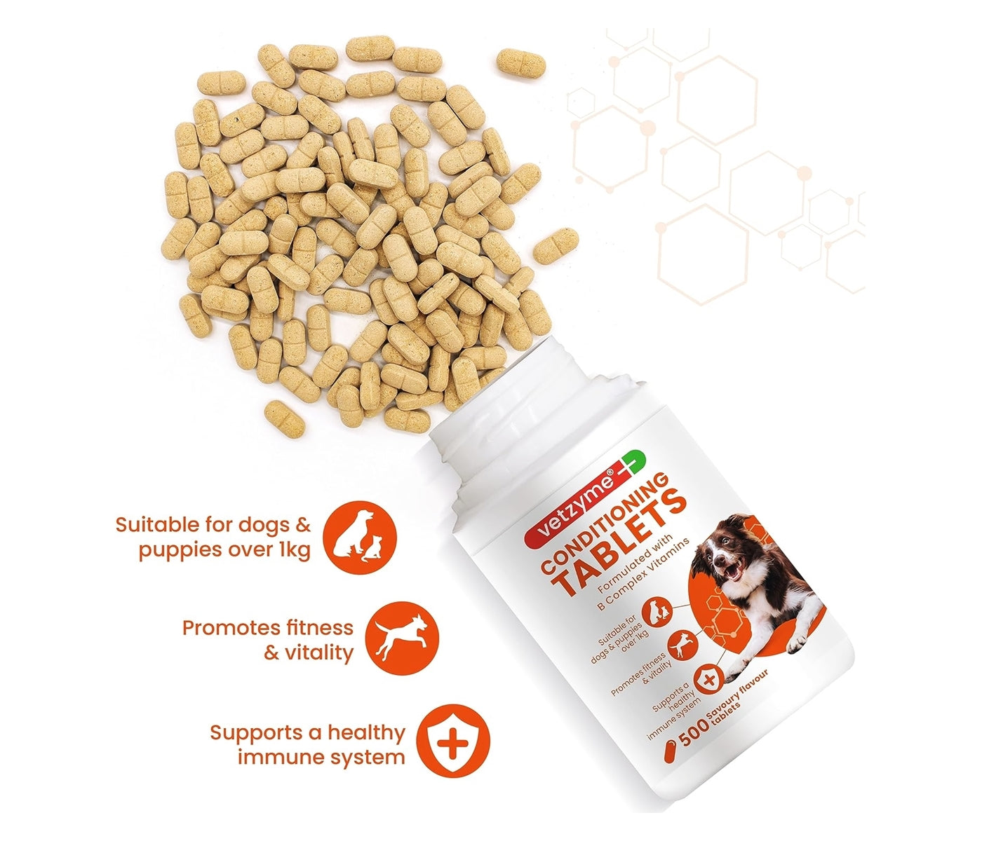 Vetzyme Conditioning Tablets for Dogs - 500 Tablets - Buy Online SPR Centre UK