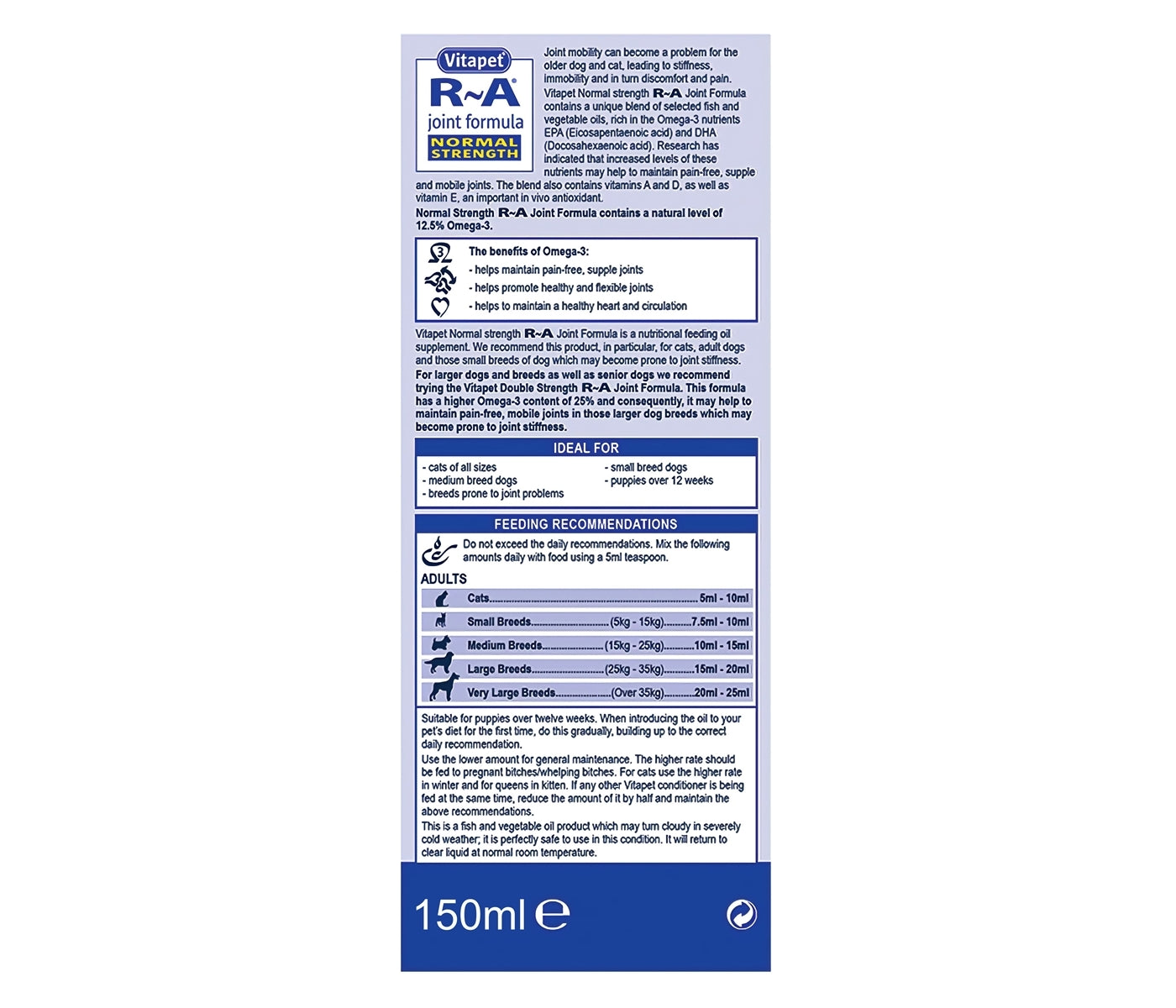 Vitapet R-A Joint Formula for Cats & Dogs (Normal Strength) 150ml - Buy Online SPR Centre UK