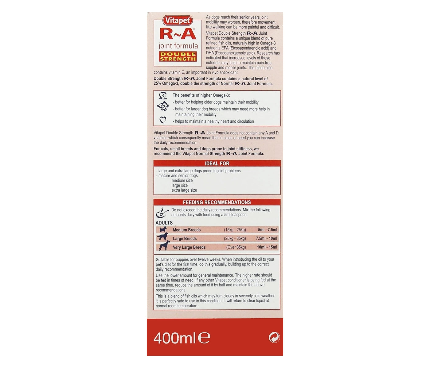 Vitapet - R-A Joint Formula for Dogs (Double Strength) 400ml - Buy Online SPR Centre UK