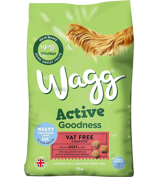 Wagg - Active Goodness Working Dog Food with Beef & Veg 12kg - Buy Online SPR Centre UK