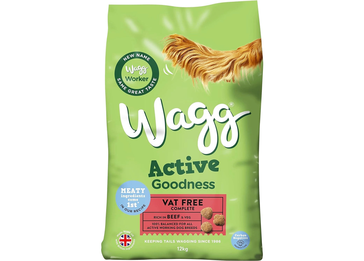 Wagg - Active Goodness Working Dog Food with Beef & Veg 12kg - Buy Online SPR Centre UK