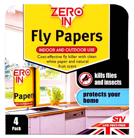 Zero In - Fly Papers (4 Pack) | Fly Traps - Buy Online SPR Centre UK