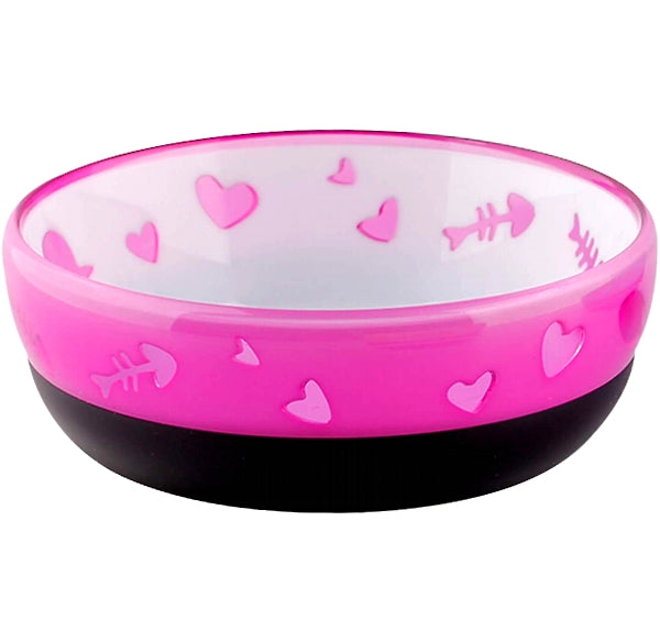 All For Paws - Pink Anti-Slip Cat Bowl (Hearts & Fish) - Buy Online SPR Centre UK