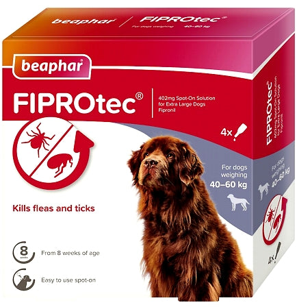 Beaphar - FIPROtec® Flea & Tick Spot-on For Extra Large Dogs (40-60kg) - 4 Pipettes