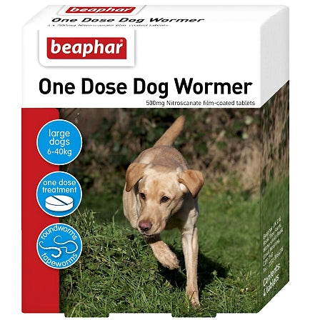 Beaphar - One Dose Worming Tablets for Large Dogs 20-40kg (4 Tablets)