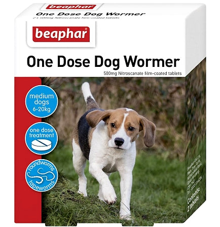 Beaphar - One Dose Worming Tablets for Medium Dogs 6-20kg (2 Tablets)