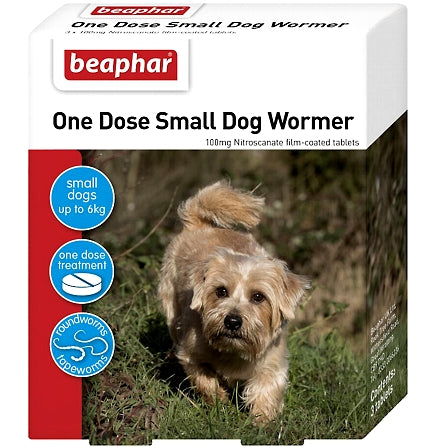 Beaphar - One Dose Worming Tablets for Small Dogs up to 6kg (3 Tablets)