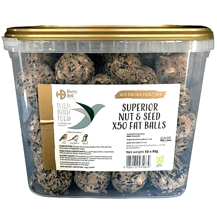 Henry Bell - Superior Nut and Seed Fat Balls (Tub of 50)